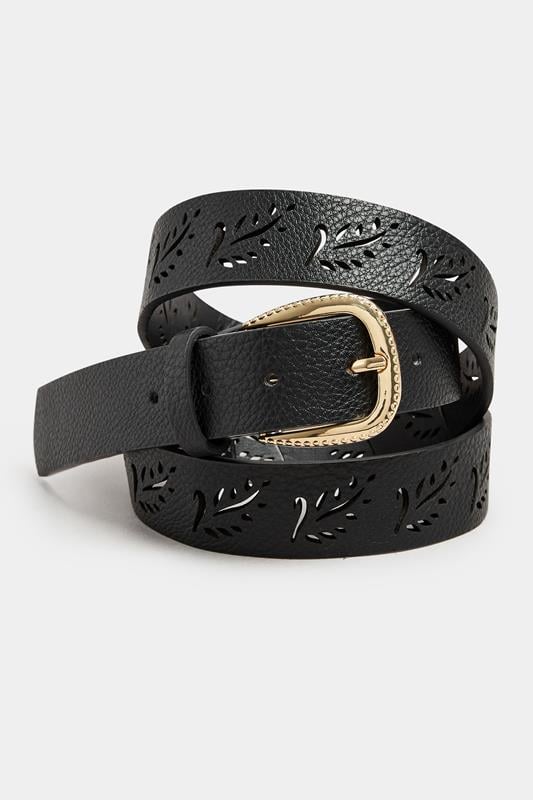Evans Yours Black Cut Out Leaf Buckle Belt