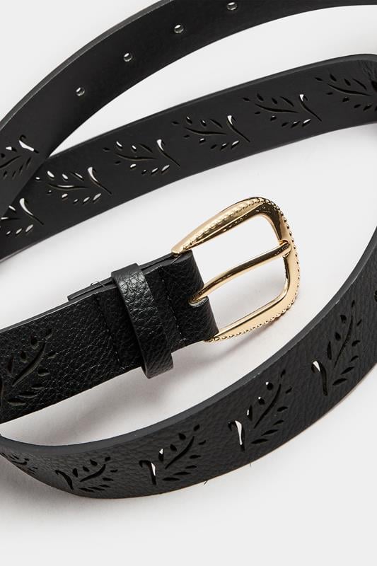 Evans Yours Black Cut Out Leaf Buckle Belt
