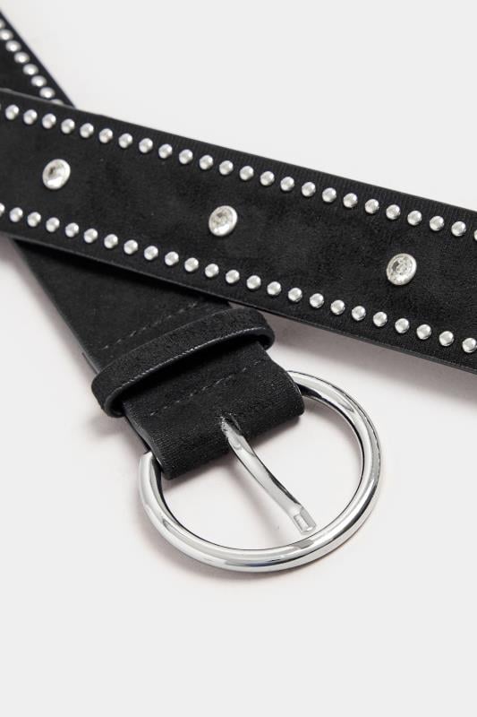 Evans Yours Black Diamante Stud Micro Belt