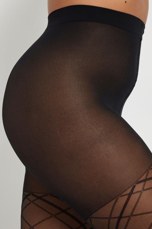 Evans Yours Black Diamond Check Print Tights