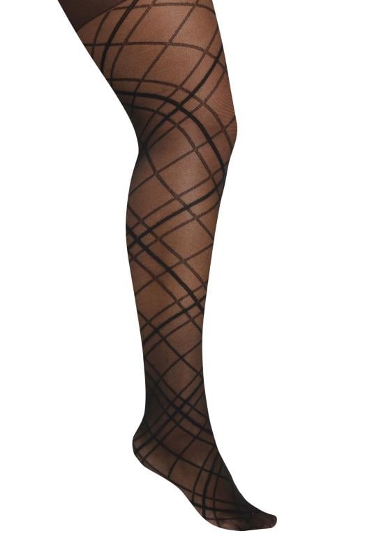 Evans Yours Black Diamond Check Print Tights