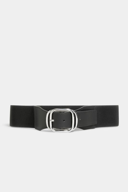 Evans Yours Black Double Buckle Wide Stretch Belt