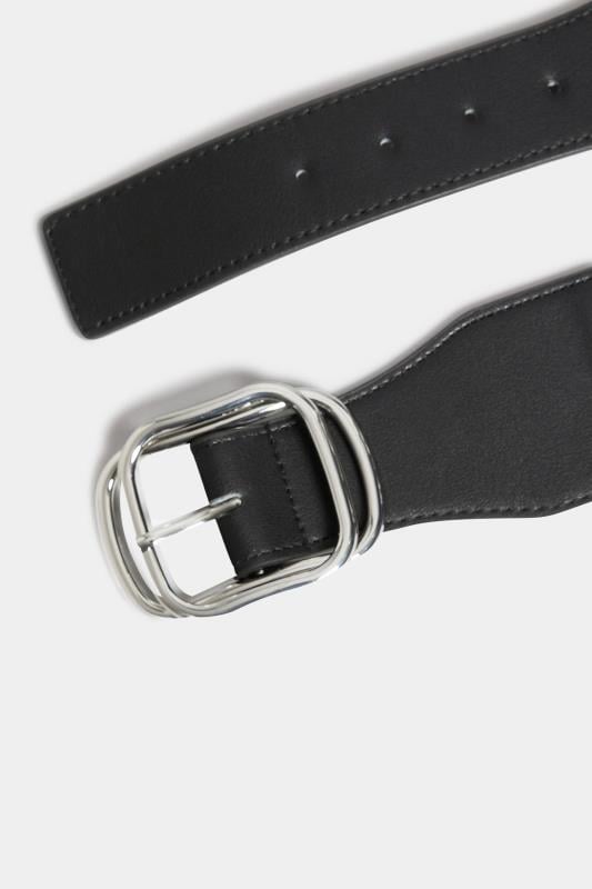 Evans Yours Black Double Buckle Wide Stretch Belt