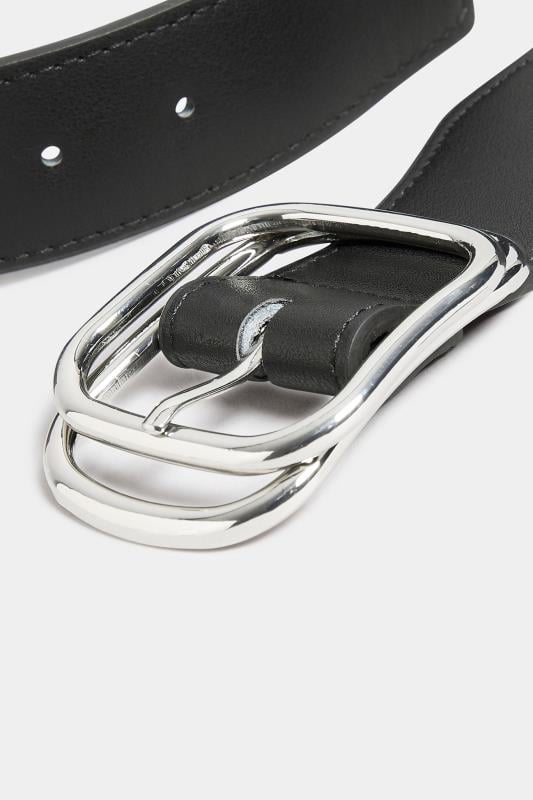 Evans Yours Black Double Buckle Wide Stretch Belt