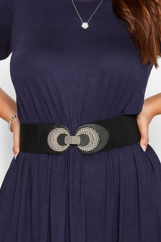 evans Yours Black Double Circle Wide Belt