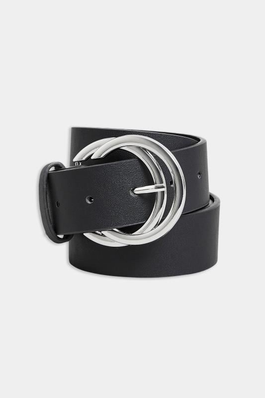Evans Yours Black Double Hoop Belt