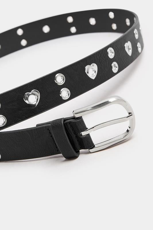 Evans Yours Black Eyelet Heart Detail Belt