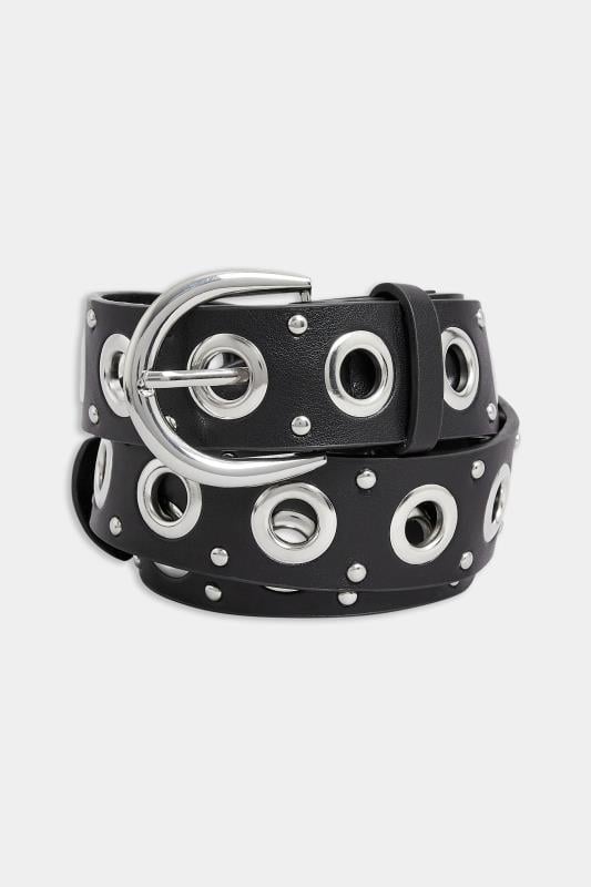 Evans Yours Black Eyelet Studded Belt