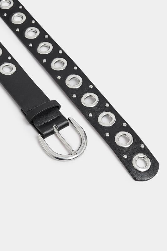 Evans Yours Black Eyelet Studded Belt