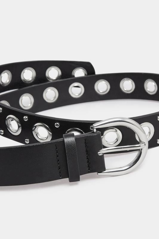 Evans Yours Black Eyelet Studded Belt