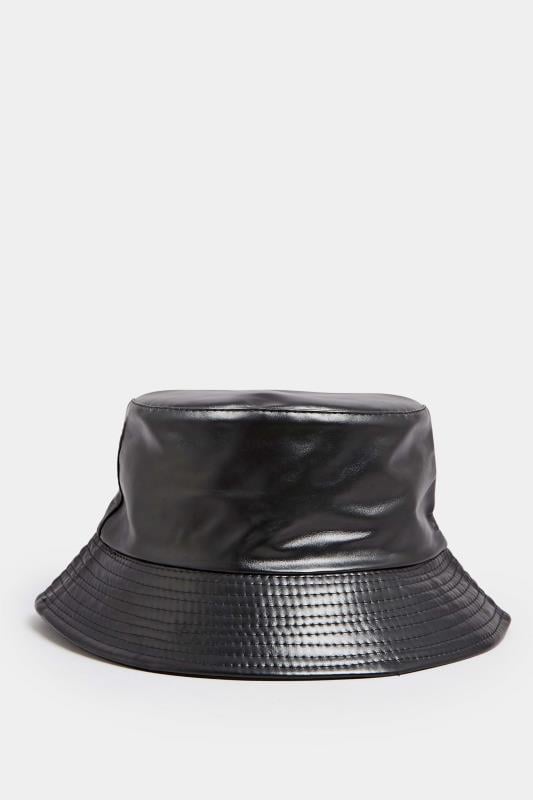 Evans Yours Black Faux Leather Bucket Hat