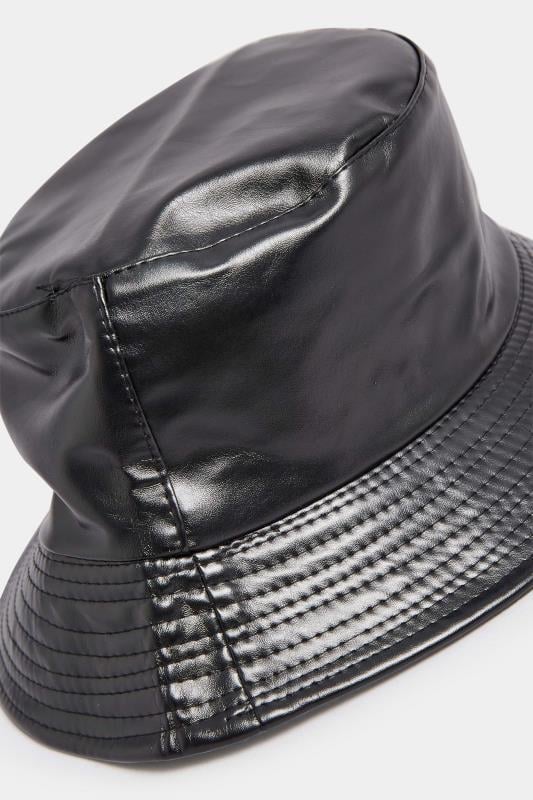 Evans Yours Black Faux Leather Bucket Hat