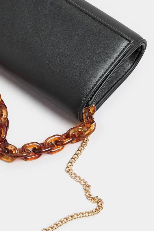 Evans Yours Black Faux Leather Double Chain Bag