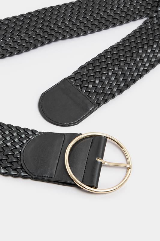 Evans Yours Black Faux Leather Lattice Wide Belt