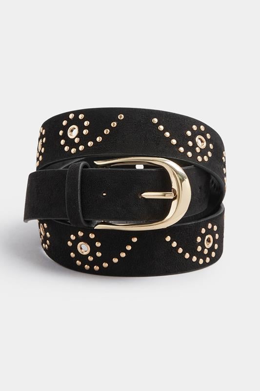 Evans Yours Black Faux Suede Stud Detail Belt