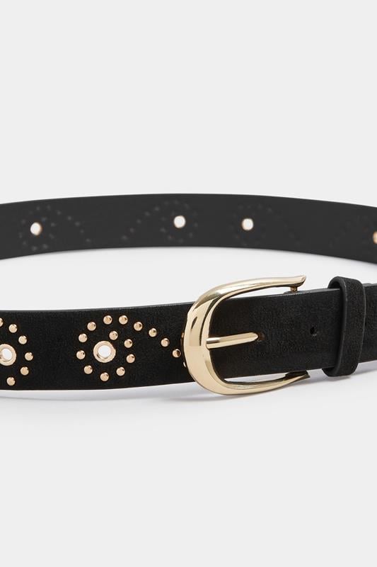 Evans Yours Black Faux Suede Stud Detail Belt