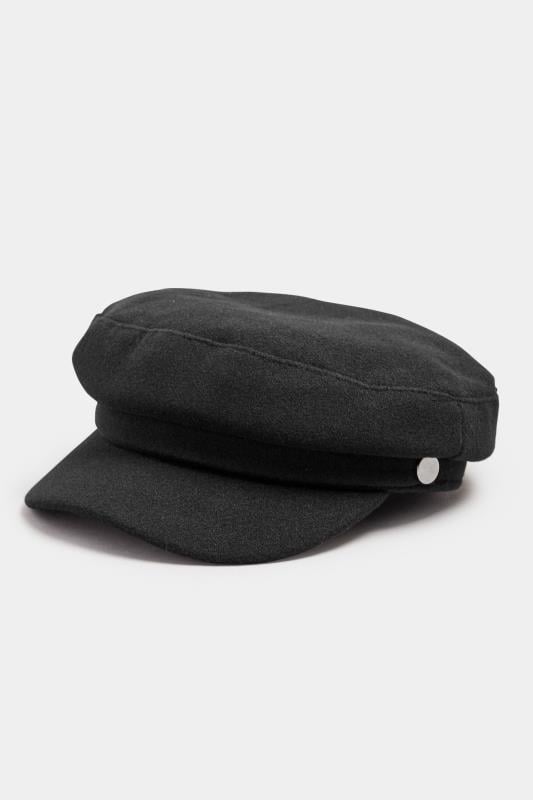 Evans Yours Black Felt Baker Boy Cap