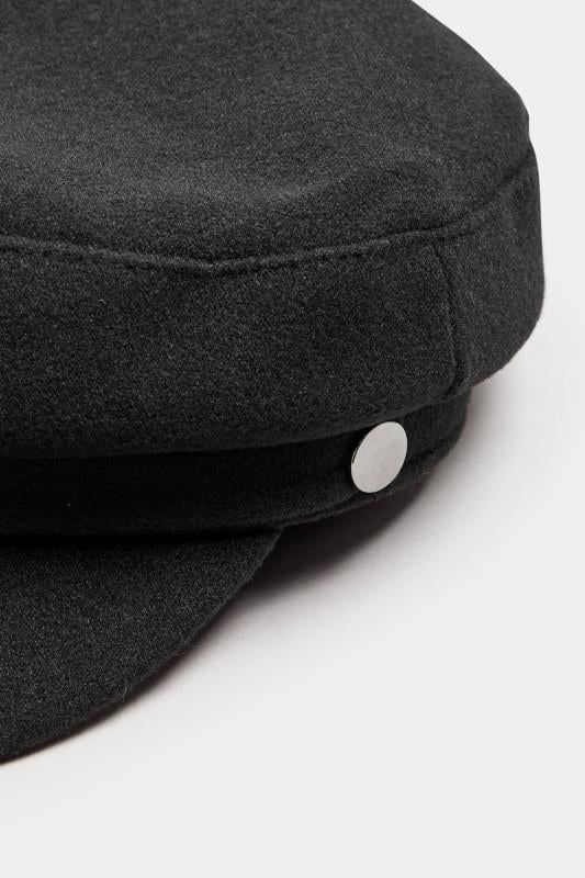 Evans Yours Black Felt Baker Boy Cap