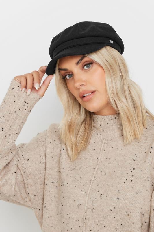 evans Yours Black Felt Baker Boy Cap