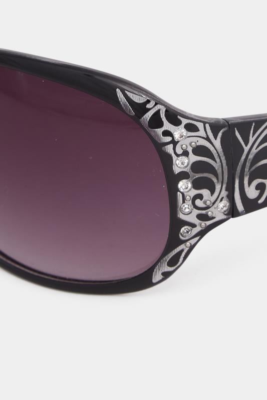 Evans Yours Black Filigree Sunglasses