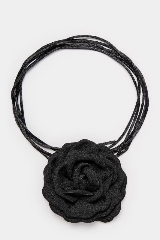 Evans Yours Black Flower Corsage Necklace