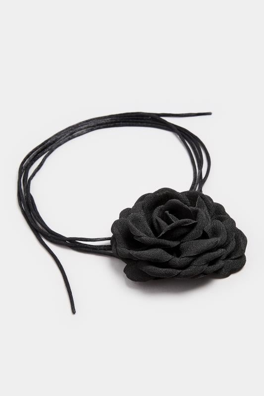 Evans Yours Black Flower Corsage Necklace