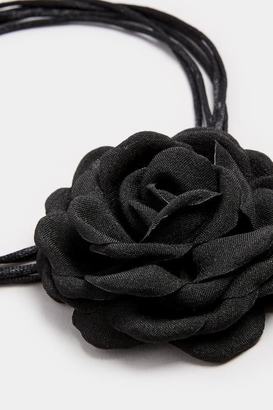 Evans Yours Black Flower Corsage Necklace