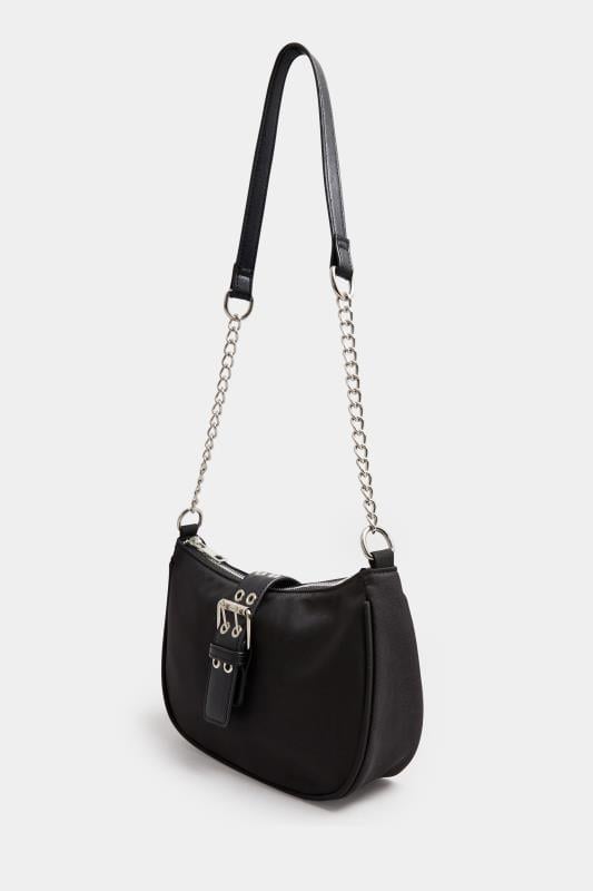 Evans Yours Black Front Buckle Detail Shoulder Bag