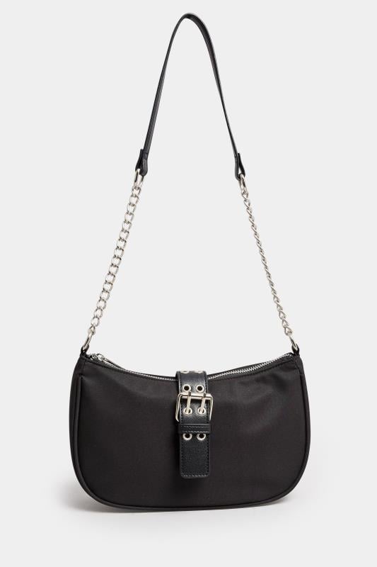 Evans Yours Black Front Buckle Detail Shoulder Bag