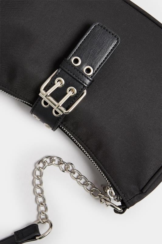Evans Yours Black Front Buckle Detail Shoulder Bag