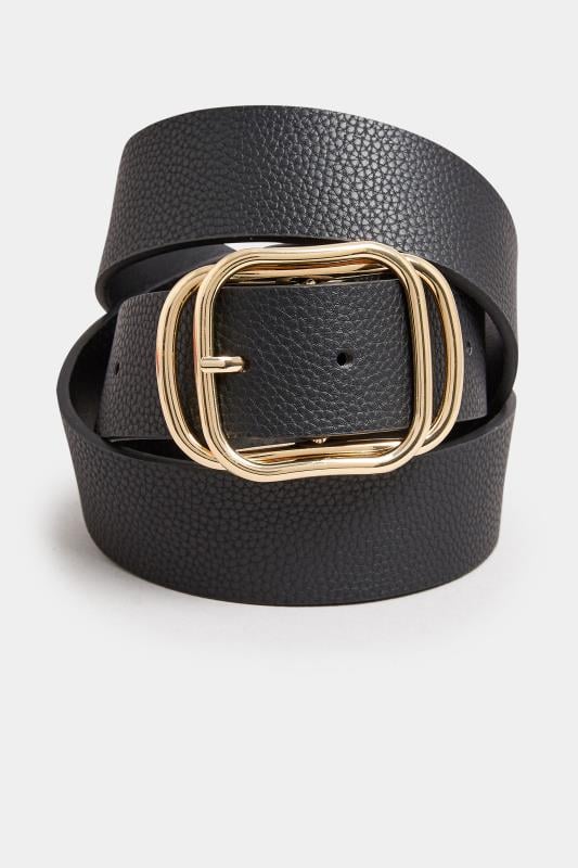 Evans Yours Black & Gold Double Buckle Belt