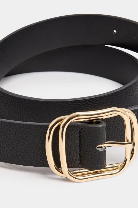 Evans Yours Black & Gold Double Buckle Belt