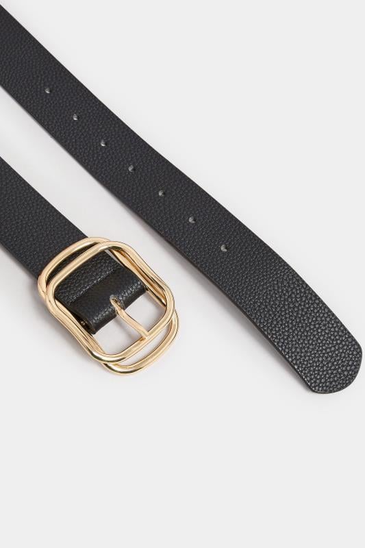 Evans Yours Black & Gold Double Buckle Belt