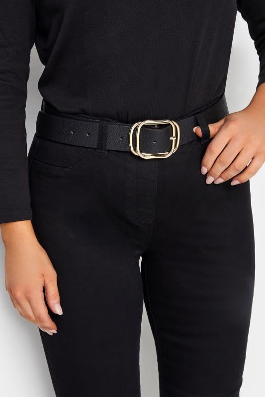 evans Yours Black & Gold Double Buckle Belt