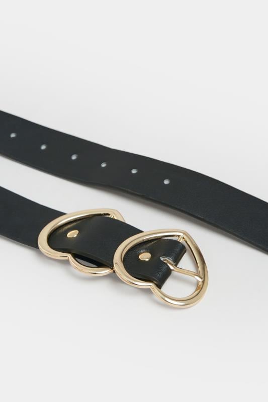 Evans Yours Black & Gold Double Heart Belt