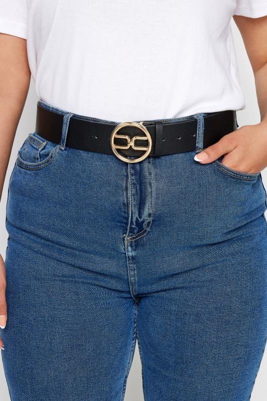 evans Yours Black Gold Link Buckle Belt