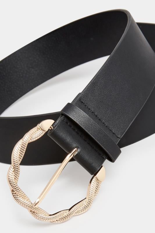Evans Yours Black & Gold Rope Twist Wide Buckle Belt