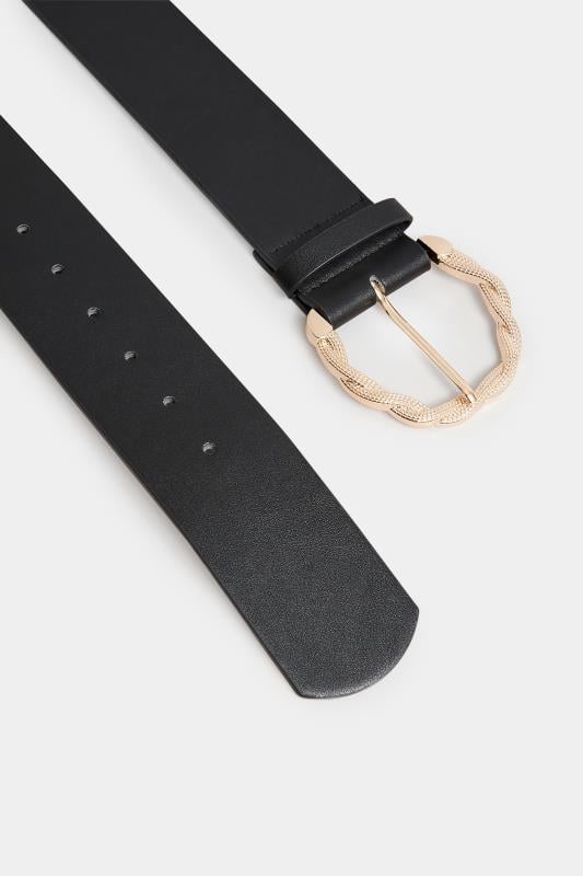 Evans Yours Black & Gold Rope Twist Wide Buckle Belt