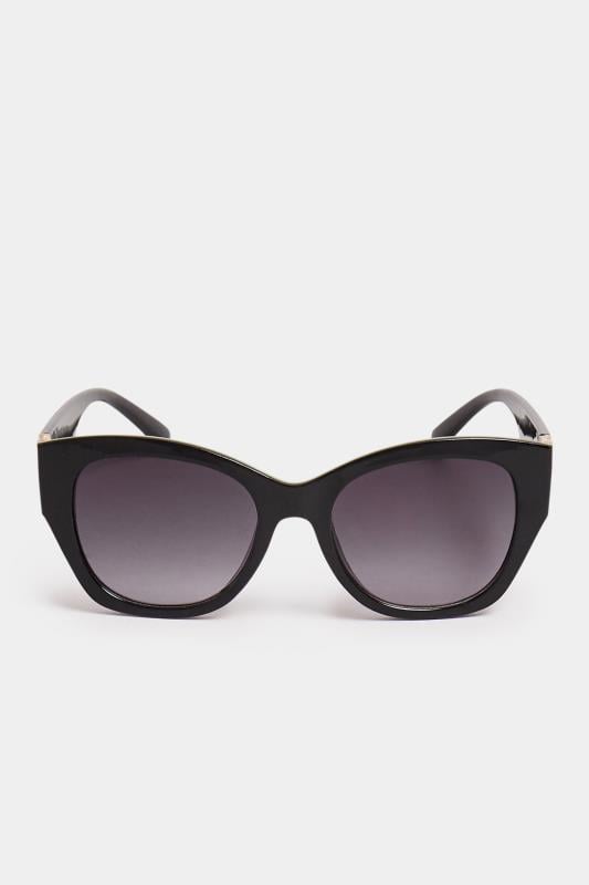 Evans Yours Black & Gold Tone Chain Arm Sunglasses