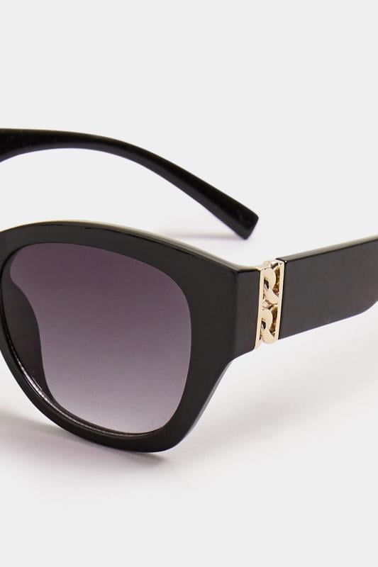 Evans Yours Black & Gold Tone Chain Arm Sunglasses