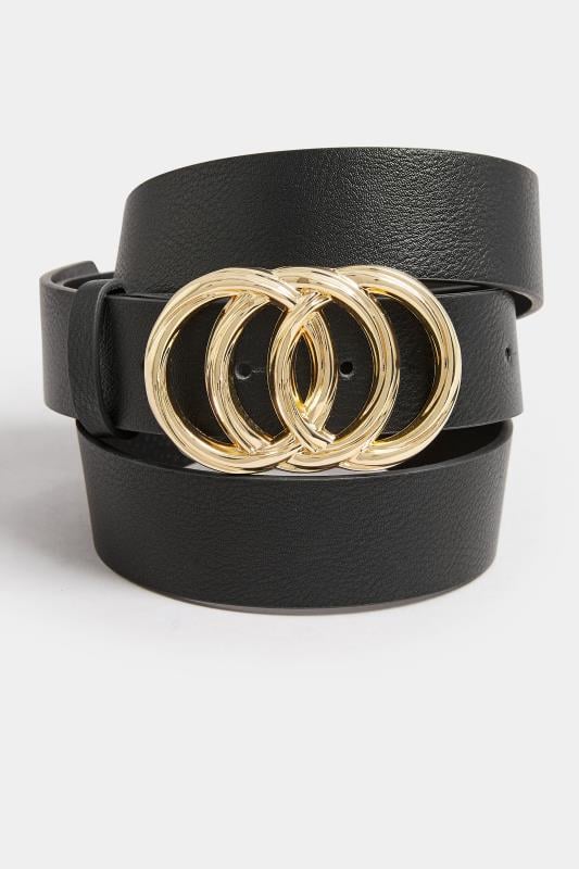 Evans Yours Black & Gold Triple Circle Buckle Belt