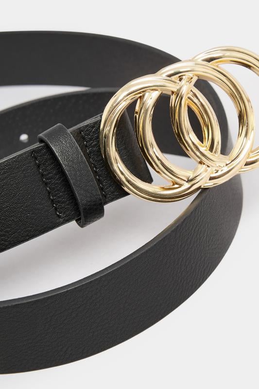 Evans Yours Black & Gold Triple Circle Buckle Belt