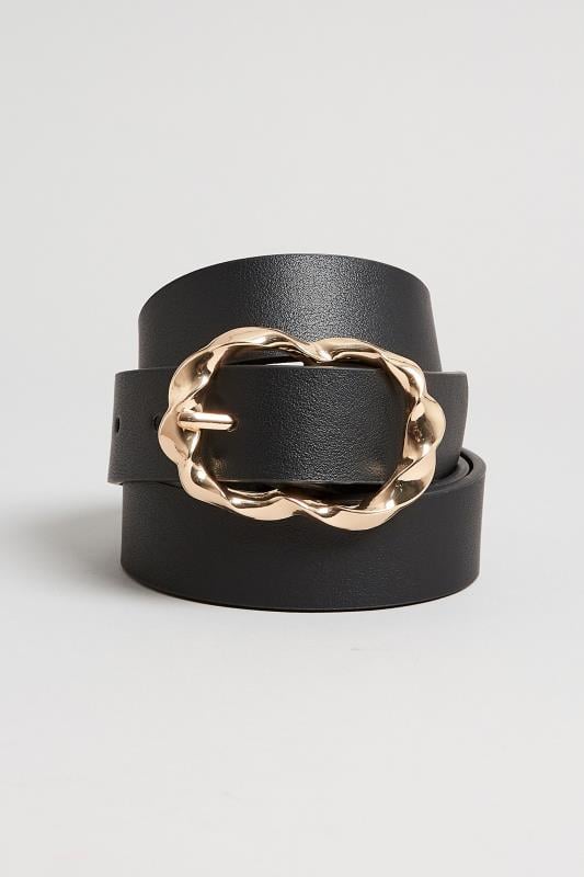 Evans Yours Black & Gold Twisted Buckle Belt
