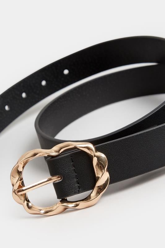 Evans Yours Black & Gold Twisted Buckle Belt