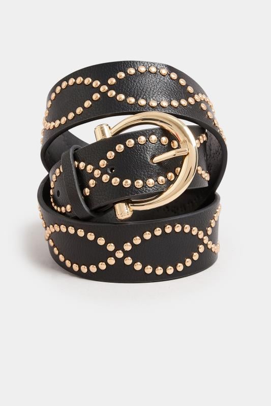 Evans Yours Black & Gold Twisted Stud Belt