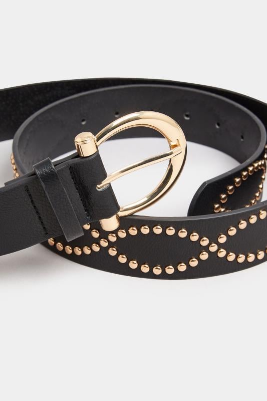 Evans Yours Black & Gold Twisted Stud Belt
