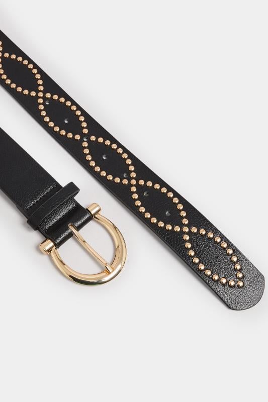 Evans Yours Black & Gold Twisted Stud Belt