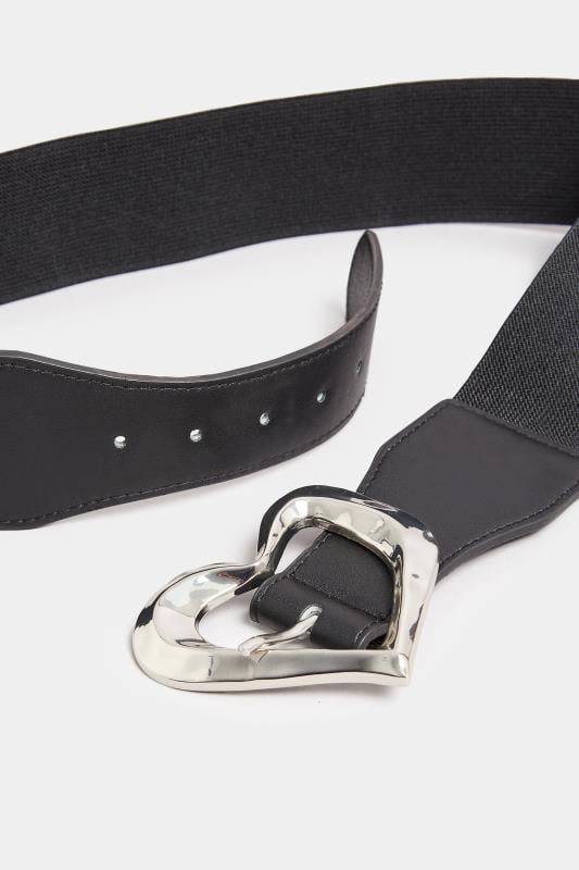 Evans Yours Black Heart Buckle Wide Stretch Belt