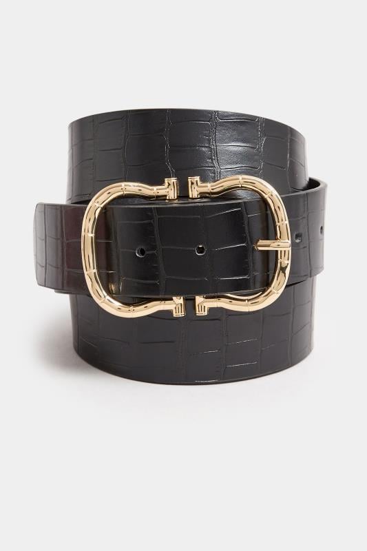 Evans Yours Black Horseshoe Double Buckle Belt