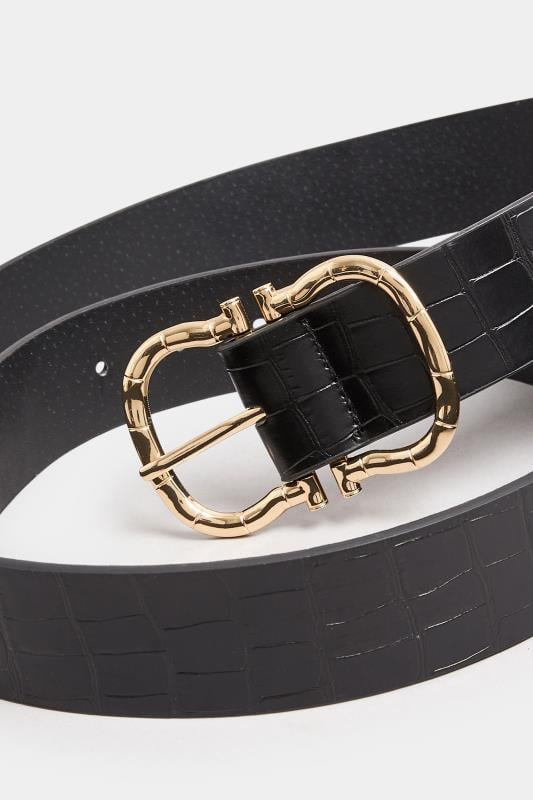 Evans Yours Black Horseshoe Double Buckle Belt